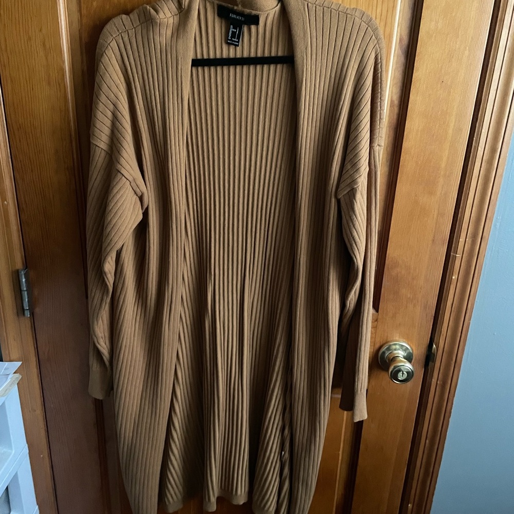 Forever 21 Ribbed Brown Sweater Cardigan